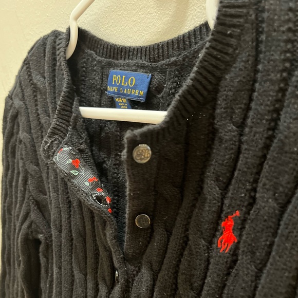 Polo by Ralph Lauren Girls Cable-Knit Cotton Peplum Cardigan Black Size M 8-10 - Picture 2 of 10